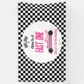 Banderoles Fast One Pink Race Car Premier Anniversaire (Vertical)