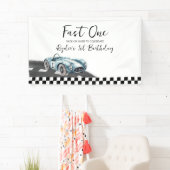 Banderoles Fast One Race Car First Birthday (En situation)