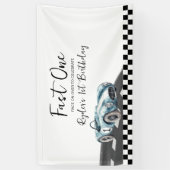 Banderoles Fast One Race Car First Birthday (Vertical)