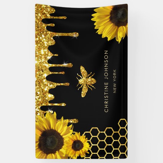 Banderoles fausse parties scintillant abeille et tournesol (Vertical)