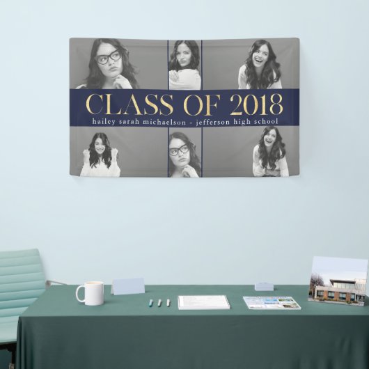 Banderoles Faux Gold Class of 2018 Graduation Photo Collage (Salon professionnel)