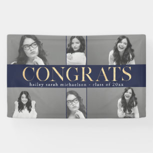 Banderoles Faux Gold Congrats Graduation Photo Collage