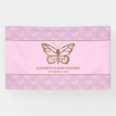 Banderoles Faux Gold Foil Look Papillon - Baby shower pourpre (Horizontal)