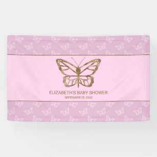 Banderoles Faux Gold Foil Look Papillon - Baby shower pourpre