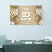 Banderoles Faux or Ballons blancs fête d'anniversaire (Salon professionnel)