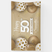 Banderoles Faux or Ballons blancs fête d'anniversaire (Vertical)