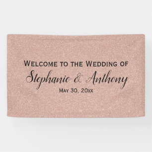 Banderoles Faux Rose Gold Parties scintillant Mariage Bienven
