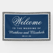 Banderoles Faux Silver Parties scintillant Marine Mariage ble (Horizontal)