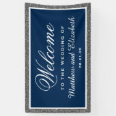 Banderoles Faux Silver Parties scintillant Marine Mariage ble (Vertical)