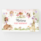 Banderoles Fée Anniversaire 1er Enchanted Forest Girl Floral (Horizontal)