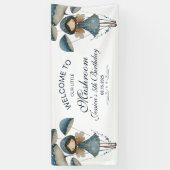 Banderoles Fée de champignons bleus Anniversaire de enfant en (Vertical)