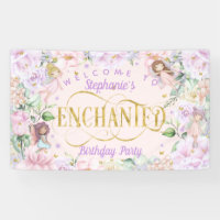 Fée enchantée violet fleurs roses toile de fond