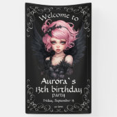 Banderoles Fée Goth Pastel Noir Et Rose 13e Anniversaire (Vertical)