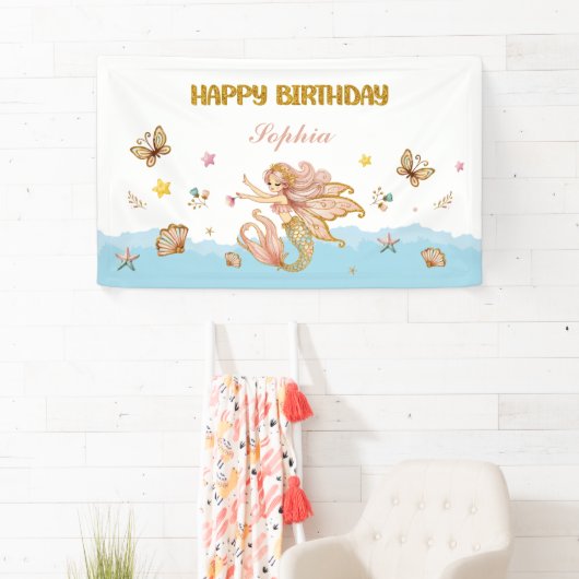 Banderoles Fée magique Fée Sirène Fête d'Anniversaire Fille (En situation)