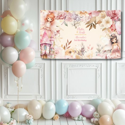Banderoles Fée magique Jardin Floral Pixie 1er anniversaire