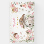 Banderoles Fée magique Princesse Fleur rose Anniversaire (Vertical)