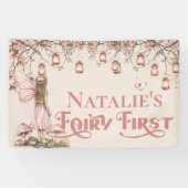 Banderoles Fée Première fête d'anniversaire Vinyl personnalis (Horizontal)