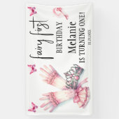 Banderoles Fée rose Tiara Papillons rose Premier anniversaire (Vertical)
