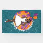 Banderoles Félicitation ! Femme noire, Ballons & Fleurs (Horizontal)