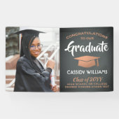 Banderoles Félicitations 1 Photo Grey et Faux Copper Graduati (Horizontal)