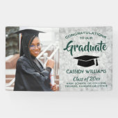 Banderoles Félicitations 1 Photo Marbre Vert et Blanc Graduat (Horizontal)