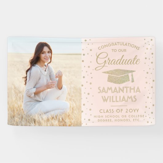 Banderoles Félicitations 1 Photo Parties scintillant rose et (Horizontal)