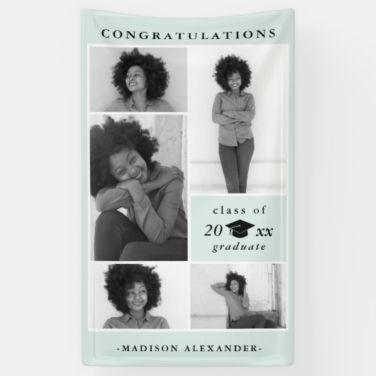 Banderoles Félicitations 2019 Graduate Mint Photo Collage (Vertical)