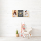 Banderoles Félicitations 2 Photo Chalkboard Black Gold Gradua (En situation)