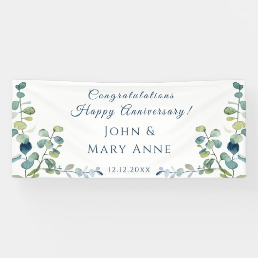 Banderoles Félicitations à Eucalyptus Parti Anniversaire (Horizontal)