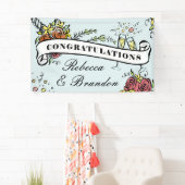 Banderoles Félicitations à Floral Champagne Milestone (En situation)