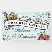 Banderoles Félicitations à Floral Champagne Milestone (Horizontal)