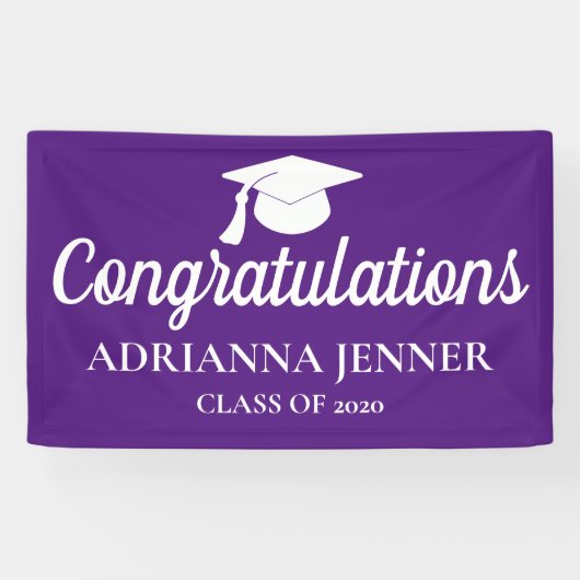 Banderoles Félicitations à la Casquette diplômée| Script| Vio (Horizontal)