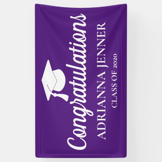 Banderoles Félicitations à la Casquette diplômée| Script| Vio (Vertical)