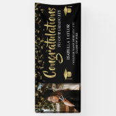 Banderoles Félicitations à la Graduation Noire et Or Photo (Vertical)