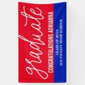 Banderoles Félicitations à la main des diplômés Red Blue (Vertical)
