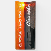 Banderoles Félicitations à la retraite Bateau de pêche au cou (Vertical)