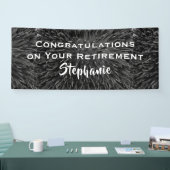 Banderoles Félicitations à la retraite Nom Black White Floral (Salon professionnel)