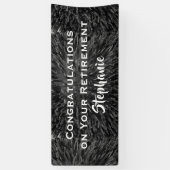 Banderoles Félicitations à la retraite Nom Black White Floral (Vertical)