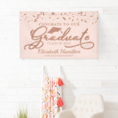 Banderoles Félicitations À La Rose Diplômée Gold Pink Blush (En situation)