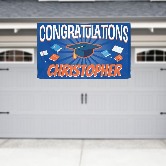 Banderoles Félicitations à Modern Blue School Graduation