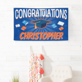 Banderoles Félicitations à Modern Blue School Graduation (En situation)