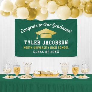 Banderoles Félicitations à nos diplômés Green et Gold Custom