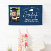 Banderoles Félicitations à notre 2024 Graduate Navy Modern Ph (En situation)