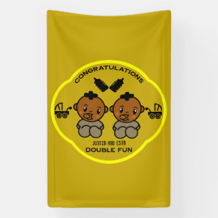 Banderoles Félicitations Afro American Parents Twins
