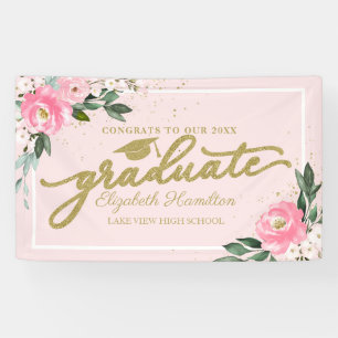 Banderoles Félicitations au diplômé Fête de graduation floral