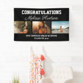 Banderoles Félicitations aux diplômés Script Three Photo Blac (En situation)