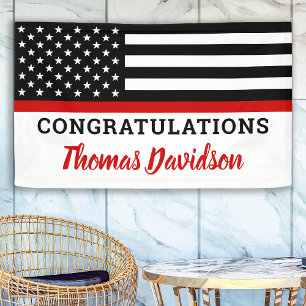 Banderoles Félicitations aux pompiers diplômés Mince ligne ro