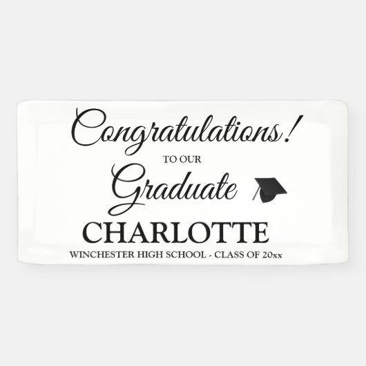 Banderoles Félicitations baccalauréat coutume texte de script (Horizontal)