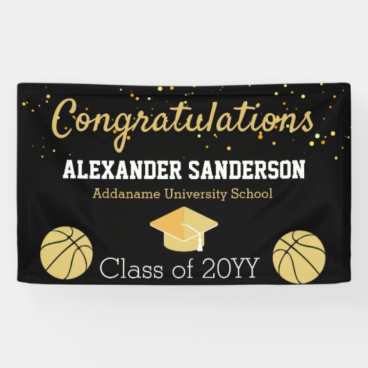 Banderoles Félicitations Basketball Graduation Banner (Horizontal)