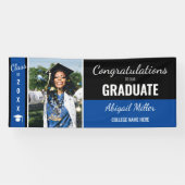 Banderoles Félicitations Black & Blue moderne Photo des diplô (Horizontal)